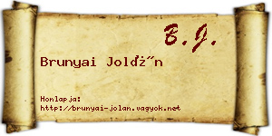 Brunyai Jolán névjegykártya